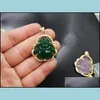 Pendentif colliers pendentif bouddha de Jade vert 925 plaqué argent calcédoine Maitreya pendentifs en Agate blanche sans livraison directe Dho12