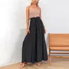 Women's Pants Spring Summer Wide-Leg Chic Solid Wide Full-Length Casual Baggy For Women Flowy Drape Drawstring Waist