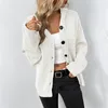 Kvinnors tröjor S-XL Noir Blanc Gris Automne Tout på Out Streetwear Femmes Bouton Avant Cardigan Tricots Dra A Manches Sulfavec Chapeau 231205