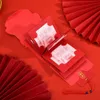 Sobre rojo plegable de Año Nuevo Chino con 6 ranuras para tarjetas, paquetes de dinero de la suerte para boda, Festival de Primavera chino, bolsa de dinero de regalo de dibujos animados