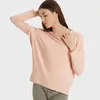 Lu Casual and Lemon à manches longues Shirt Women Yoga Sports Tops Fiess Shirts Bum-Covering Longueur Sweats Sweats Super Soft Fell