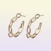 Hoop Huggie Gold Silver Color Hollow Metal Chain Earring For Women Girl Vintage Enkel oregelbunden geometrisk rundcirkelsmycken6461278