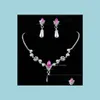 Earrings Necklace Bridesmaid Jewelry Set For Wedding Faux Pearls Rhinestone Water Drop Jewellery Party Delivery Sets Dhlk8