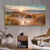 Strand Landschap Canvas Schilderij Indoor Decoraties Houten Brug Wall Art Pictures Voor Woonkamer Home Decor Zee Zonsondergang Prints299c