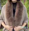 Lenços inverno cashmere malha xale manto poncho feminino gola de pele de borla capa elegante ponchos quente envoltório lã cardigan
