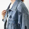 Damenjacken Schmetterlingsstickerei Jeansjacke Lose Silhouette Langarm Kurzmantel Europäische und amerikanische Straße