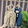 Jumpsuits 1-3Y Children's Bear Corduroy Kids Overalls Spring Autumn Clothes Toddler Overalls Boys Girls Casual Pants Baby Girl Jumpsuit 231204