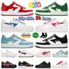 Klasyczne buty Bapestar Star A Bathing Ape SK8 Sneaker Men Men Patent skórzane białe czerwone szary czarny Shark Black White Boarding Platforma Trenerzy gwiazda Rozmiar 36-47