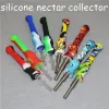 20pcs Silicone Nectar Hookahs with 14mm Titanium Tip Portable Mini Nectar Glass Dab Straw Pipes Smoking Silicon Pipe ZZ