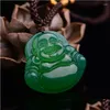 Anhänger-Halsketten Anhänger-Halsketten Joursneige Grüne Farbe Chalcedon Lachender Buddha Lucky Fine Carving Halskette Drop Delivery Jewelr Dht31