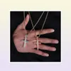 Hip Hop Nail Cross Diamonds Pendants Colliers For Men Luxury Crystal Pendants Copper Zircons 18K Gol