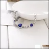 Bracelets de charme Bracelets bleu océan plaqué argent cristal strass coeur bracelet à breloques bracelet cadeau bijoux livraison directe bijoux B Dhnqk