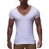 بدلات الرجال A2580 وصول Deep V العنق الأكمام قصيرة الأكمام T Shirt قميص قميص T-Shirt رفيع أعلى تي شيرت الصيف tshirt camisetas hombre