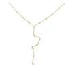 Wedding Jewelry Sets gold color long lariat chain cz station bezel link sparking charm pendant Y women sexy fashion jewelry tiny necklace 231205