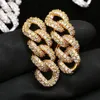 Stud Hip Hop Claw Setting Cubic Zirconia Bling Out Cuban Link Chain Tassel Earring For Men Rapper Jewelry Drop StudStud264e