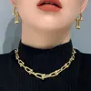 Kedjor Aitiei Designkedja U Typ Choker -halsband för kvinnor med 3 tum svans högkvalitativ Copper Hip Hop Fashion Jewelry315W