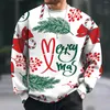 Men's Hoodies Loose Pullover Top Casual Christmas Print Autumn Winter Long Sleeve Round Collar Sweatshirt Large Size