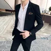 Men's Suits Blazers JacketPants Fashion Men's Pure Color Leisure Suits Gray Blue Black Slim Fit Men Business Banquet Suit Set Plus Size 6XL 7XL 231205