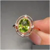 Anello solitario con peridoto naturale da 2 ct per donna, gioielli in argento massiccio 925 con 3 strati in oro con pietra preziosa classica consegna a goccia Dh2Aw