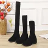 Women's Boots Autumn and Winter Boots Women's Knitted Wool Boots Black Over-the-knee Boots High Sock Boots Botas De Mujer