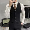 Ternos masculinos Blazers Jaqueta Colete Calças High-end Marca Boutique Moda Cor Sólida Mens Casual Terno de Negócio 3 Peças Conjunto Noivo Vestido de Casamento 231205