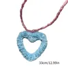 Pendant Necklaces Bohemian Beaded Plush Love Heart Necklace Colored Seed Bead Short Pink Blue Summer Rice Jewelry Dropship