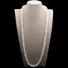 Design 10-11mm 82 cm perle d'eau douce blanche grand pain cuit à la vapeur perles rondes collier de perles chaîne de pull bijoux de mode 343C