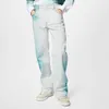 Shibori bedrukte denim normale broek lente herfst jeans voor heren merkkleding mode mannelijke denim broek topkwaliteit elastische heren denim broek 8590
