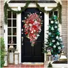 クリスマスの装飾クリスマスデコレーションリースキャンディケイン人工窓のドアハングガーランドrattan家の装飾2023New y dhzp7