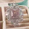 Valioso anel de diamante de moissanite rosa 100% real 925 prata esterlina festa de casamento anéis de banda para mulheres joias de noivado