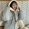 Women's Trench Coats Women Thicken Short Parkas Korean Fashion Loose Fuzzy Collar Quilted Parka Female Kawaii Fur Spliced Jacket Coat Winter