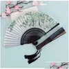 Produtos de estilo chinês Produtos de estilo chinês Meninas bambu fresco impresso antigo ventilador dobrável retro étnico mão dança adereços artesanato gif dhs9c