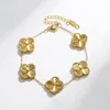 Gold Plated Necklaces Chain Bracelet Earrings Designer Necklace Chains Flowers Four-leaf Clover Bracelets Pendant Earring Party Jewelry Three-piece Suit
