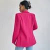 Kvinnors kostymer blazers blazer chic rose rouge pour femme decontracte combinaison noir trempe basique slim ete bureau printemps 231205