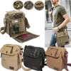 Herren Militär Vintage Leinwand Leder Satchel Umhängetasche Messenger School Bag2787