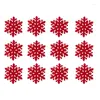 Lot de 12 sets de table en feutre de Noël - Flocon de neige rouge - Tapis isolant thermique - Boisson, thé, tasse à café pour la décoration d'hiver de Noël