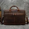 Briefcases Retro Laptop Briefcase Bag Genuine Leather Handbags Casual 15.6 Pad Daily Working Tote s Men Male for Documents s 231205