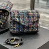 Top Quality Mini Coarse Woolen Cloth Flap Designer Crossbody Shoulder Bags New Autumn Winter Cowhide Fashion Bag Colorful