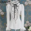 Blouses pour femmes Chemises Batas e Blusas printemps et automne blanc à volants ruban noir noeud bulle chemise à manches longues haut élégant chemisiers CD71 231204