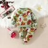 Set di abbigliamento Prowow 03Y Completi natalizi per bambini Felpa da Babbo Natale Top e pantaloni 2 pezzi Costume del mio primo anno per ragazzi ragazze bambini 231204