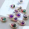 Charms Wholesale Gradient Colorf Faceted Tear Drop Gemstone Charm Small Pendant For Necklace Bracelet Making Drop Delivery Jewelry Jew Dh7Ga