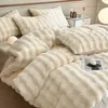 Ensembles de literie Hiver rembourré épaissi chaud housse de couette ensemble Premium luxe Style nordique couette drap de lit taie d'oreiller 4 pièces Queen 231204