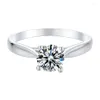 Pierścienie klastra anziw cztery zębów 925 srebrne moissanite diamond 5 mm Solitaire okrągły ślub zaręczyny Kobiety biżuteria 286m