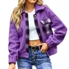 Vestes pour femmes en peluche Plaid panneau veste à manches longues boutonné pour les femmes grande taille revers automne hiver manteau Chaquetas