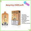 Bang King Puff 15000 15K Puffs Vape descartável Vape Authentic Elf Box Caixa de malha de malha Recarregável Cigarros eletrônicos 10 sabores Indicador de óleo/energia de tela inteligente