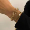 Chain Link Chain Crystal U-formad Buckle Metal Bangle Armband Uttalande Gold Silver Color Link Fashion Pulseras Women Bijoux Gift208x