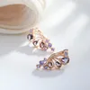 Dangle Earrings Gulkins Trend 585 Rose Gold Color Butterfly Drop For Women Shiny Purple Natural Zircon Fine Daily Jewelry Crystal Gift