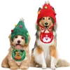 Odzież dla psa Bożego Narodzenia kostium pensjonatu świąteczny kapelusz drzewa małe szczeniaki kota nakrycia głowy i regulowane kołnierze śliniaki santa elf do imprezowego stroju odzieży 231205