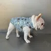 Moda cão denim botão jaqueta designer cão gato impressão fino colete schnauzer bichon corgi teddy pet moletom colete