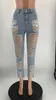 Women's Jeans Fashion Worn Many Holes Cow Skinny Trousers Ripped